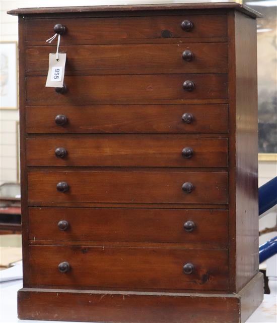 A pine eight drawer collectors chest W.49cm
